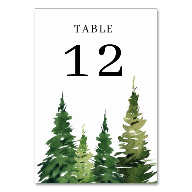 Tarjeta De Mesa Boda de amor festivo de árbol de navidad acuarela (Anverso)