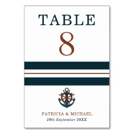 Tarjeta De Mesa Boda de Anclaje Azul de la Marina Náutica