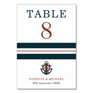 Tarjeta De Mesa Boda de Anclaje Azul de la Marina Náutica