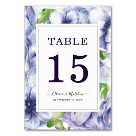 Tarjeta De Mesa Boda de anémona morada floral
