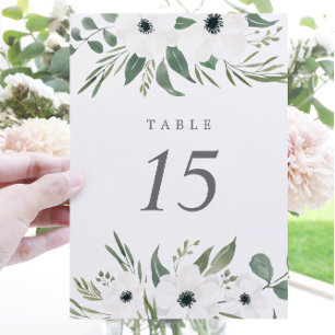 Tarjeta De Mesa Boda de Anemones Sage & Dusty Eucalyptus