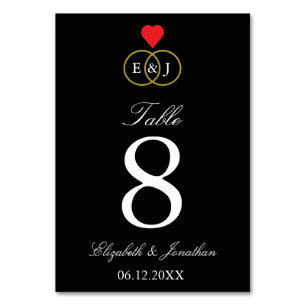 Tarjeta De Mesa Boda de anillos entrelazados