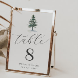 Tarjeta De Mesa Boda de árbol de pino simple y elegante