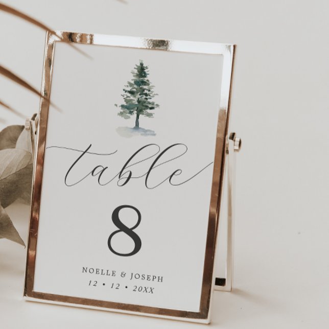 Tarjeta De Mesa Boda de árbol de pino simple y elegante (Subido por el creador)