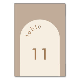 Tarjeta De Mesa Boda de arco beige de arena geométrica mínima