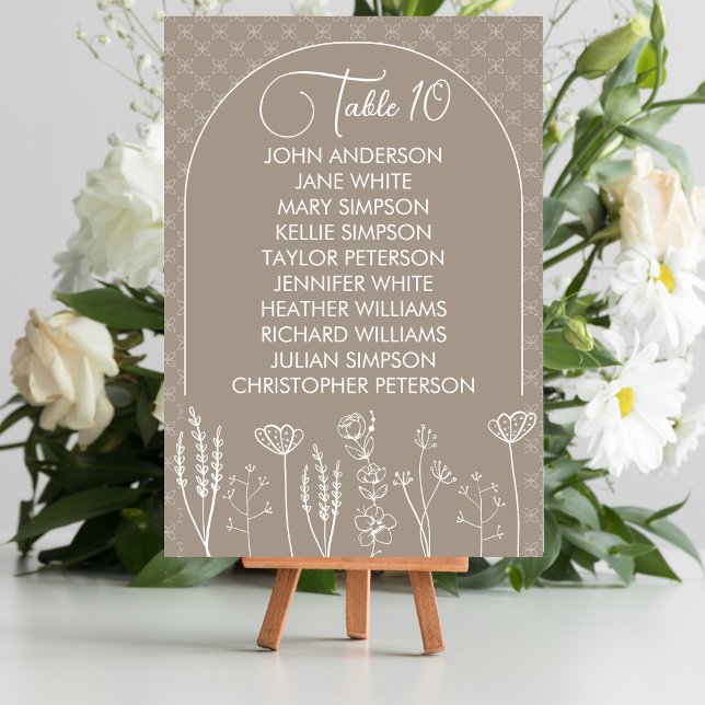 Tarjeta De Mesa Boda de arco de Beige Wildflower Bohemian (Subido por el creador)