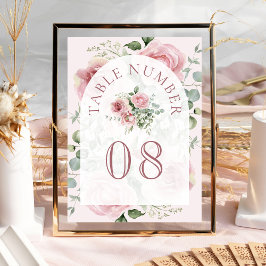 Tarjeta De Mesa Boda de arco de eucalipto rosa de floral rosa de R