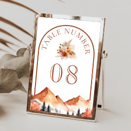 Tarjeta De Mesa Boda de arco forestal de montaña de terracota