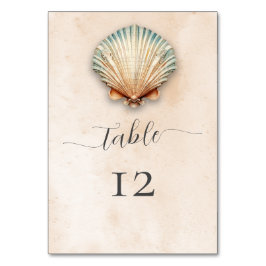 Tarjeta De Mesa Boda de arena costera moderna