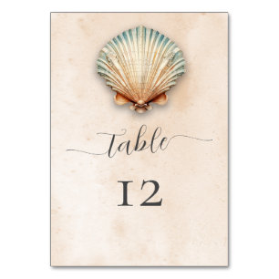 Tarjeta De Mesa Boda de arena costera moderna
