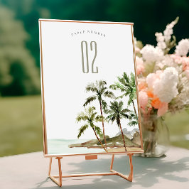 Tarjeta De Mesa Boda de arena tropical de palmeras rusticas