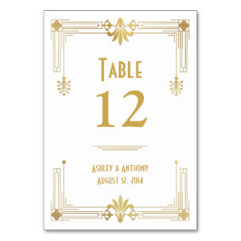 Tarjeta De Mesa Boda de Art Deco Gold White Roaring de los años 20