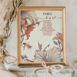 Tarjeta De Mesa Boda de Art Nouveau floral vintage