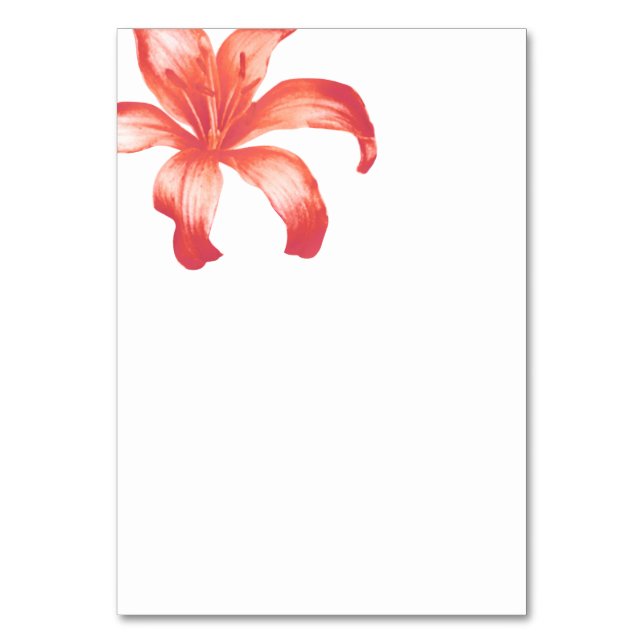 Tarjeta De Mesa Boda de arte de flores de lirio coral (Anverso)