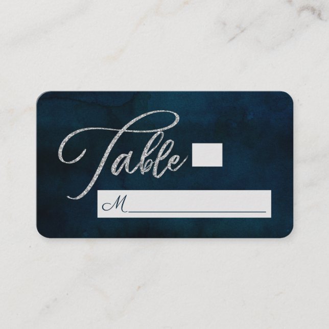 Tarjeta De Mesa Boda de asiento azul oscuro luster de la marina nú (Anverso)