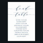 Tarjeta De Mesa Boda de asientos con guiones Minimalistas azul de<br><div class="desc">plan de asientos con número de tabla de personalizable. Presenta un guión caprichoso azul marino y una tipografía clásica. Personalice agregando sus propios detalles. Este minimalista salón es perfecto para bodas,  duchas para bebés,  duchas de novias,  cumpleaños y mucho más.</div>