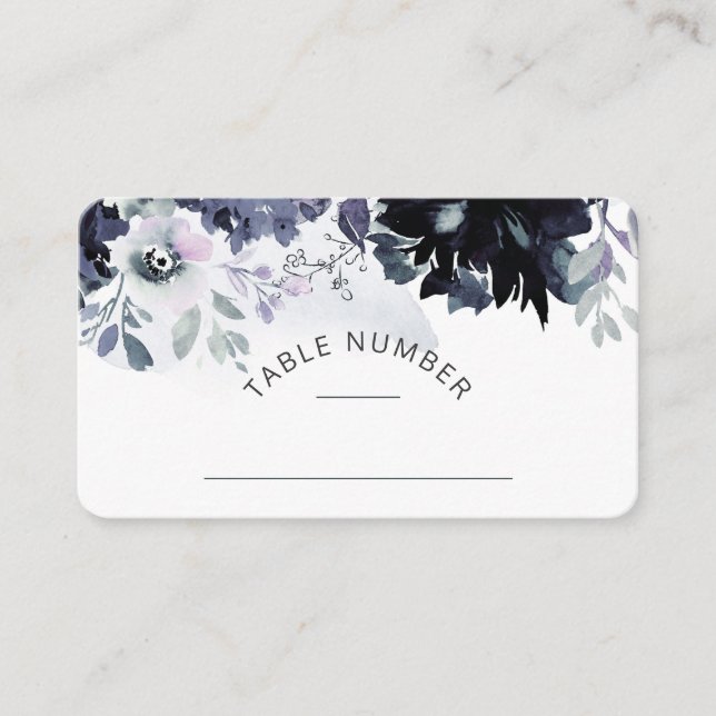 Tarjeta De Mesa Boda de asientos florales nocturnos Número de tabl (Anverso)