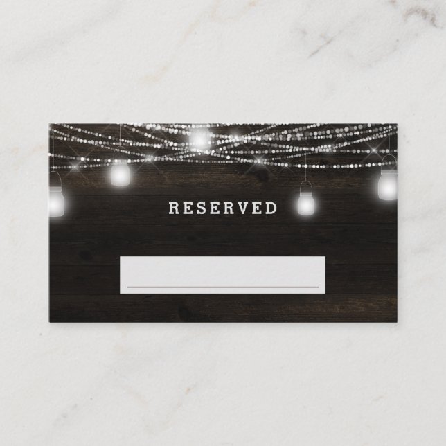 Tarjeta De Mesa Boda de asientos reservados para luces rusticas de (Anverso)