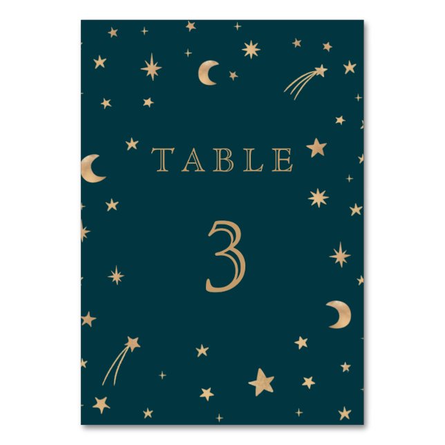 Tarjeta De Mesa Boda de Astronomía de la Luna de las Estrellas de  (Anverso)