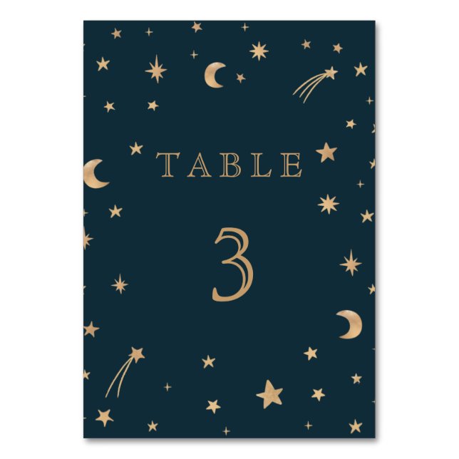 Tarjeta De Mesa Boda de Astronomía de la Luna de las Estrellas de  (Anverso)