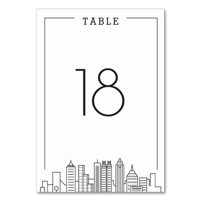 Tarjeta De Mesa Boda de Atlanta Skyline | Número de tabla (Anverso)