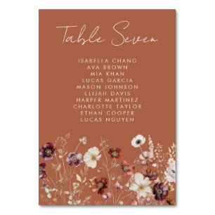 Tarjeta De Mesa Boda de Autumn Wildflower Meadow