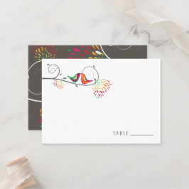 Tarjeta De Mesa Boda de Aves Veraniegas de Besada Colorida y capri