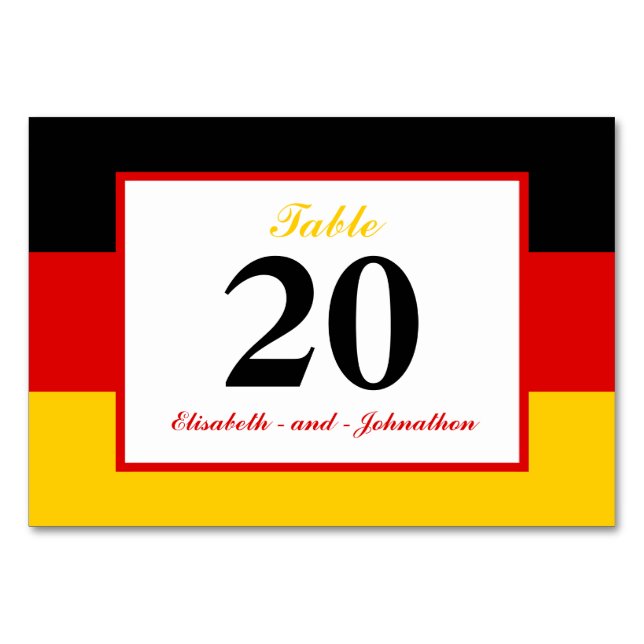 Tarjeta De Mesa Boda de bandera de Alemania (Anverso)