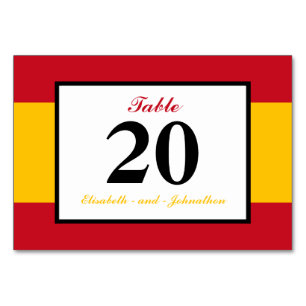 Tarjeta De Mesa Boda de Bandera Española
