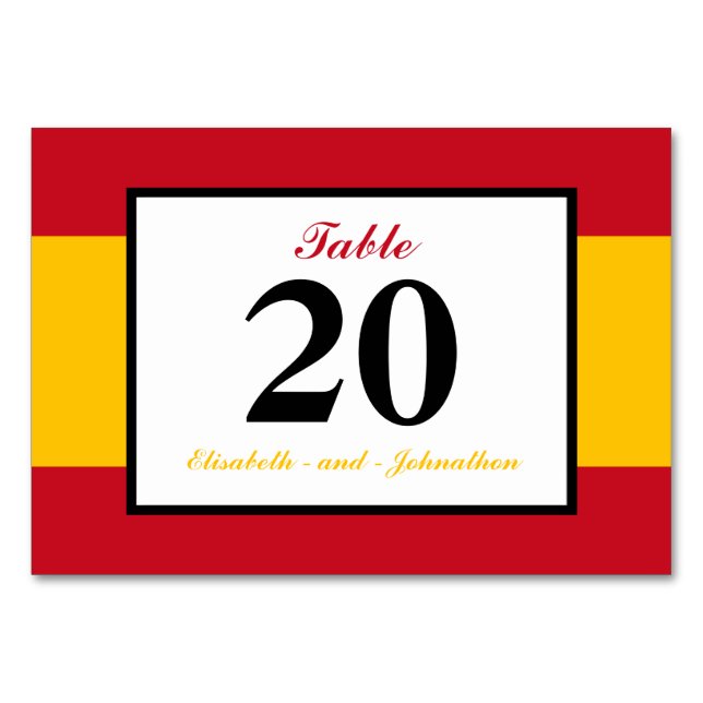 Tarjeta De Mesa Boda de Bandera Española (Anverso)