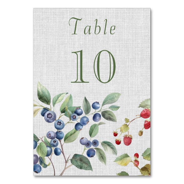 Tarjeta De Mesa Boda de bayas de verano románticas (Anverso)