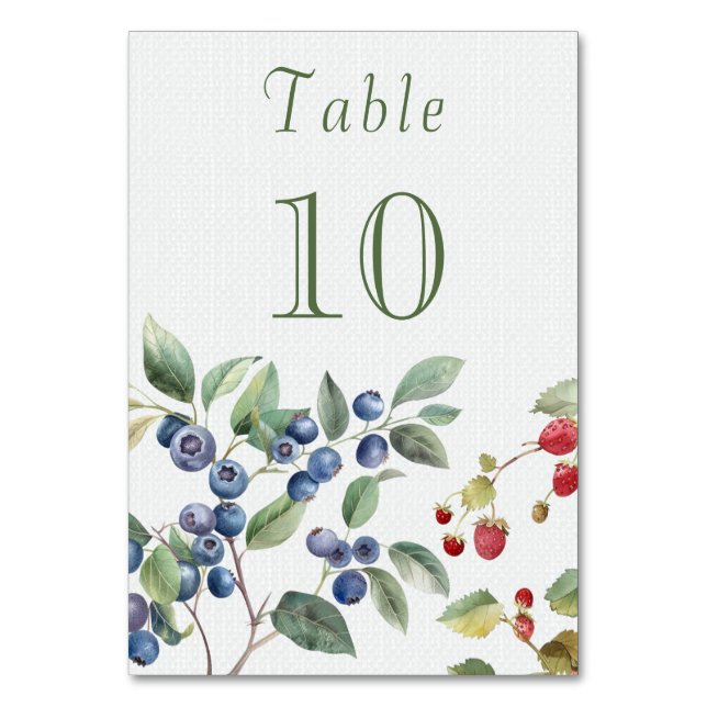 Tarjeta De Mesa Boda de bayas de verano románticas (Anverso)