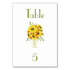 Tarjeta De Mesa Boda de belleza de girasol rústico