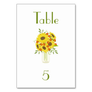 Tarjeta De Mesa Boda de belleza de girasol rústico