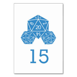 Tarjeta de mesa Boda de Blue D20 Dice