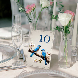 Tarjeta De Mesa Boda de Bluebirds de primavera