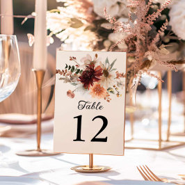 Tarjeta De Mesa Boda de Boho Burgundy Floral