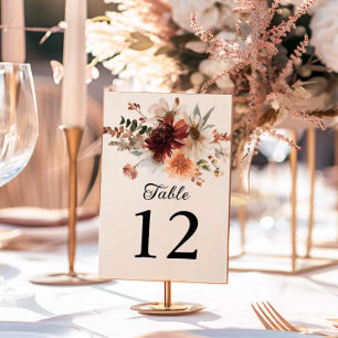 Tarjeta De Mesa Boda de Boho Burgundy Floral