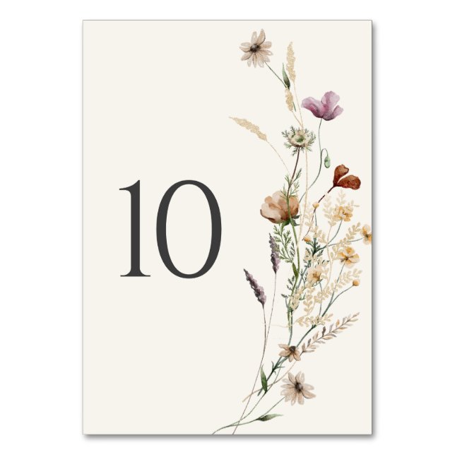 Tarjeta De Mesa Boda de Boho Fall Wildflower (Anverso)