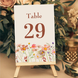 Tarjeta De Mesa Boda de Boho Rustic Wildflower Floral Beige