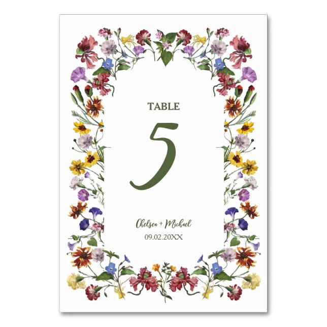 Tarjeta De Mesa Boda de Boho Rústico con Flor de Flor (Anverso)