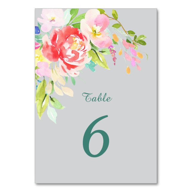 Tarjeta De Mesa Boda de borde de Bouquet primavera (Anverso)
