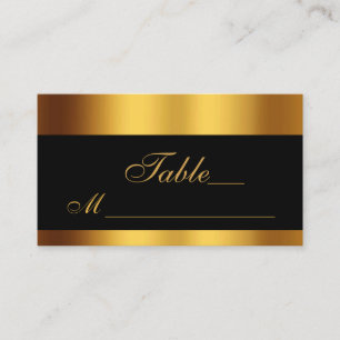 Tarjeta De Mesa Boda de borde de caligrafía de oro negro de lujo