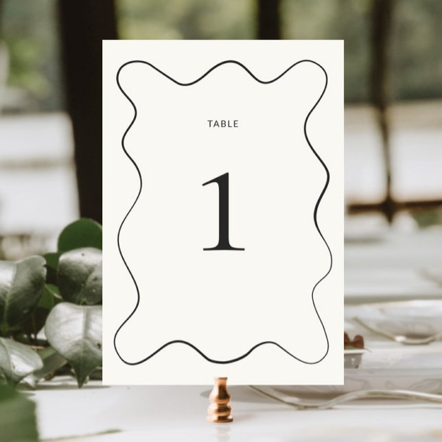 Tarjeta De Mesa Boda de borde de onda de carbón vegetal (Subido por el creador)