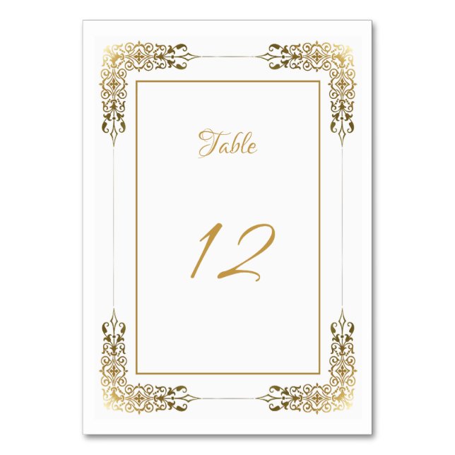 Tarjeta De Mesa Boda de borde dorado decorativo (Anverso)