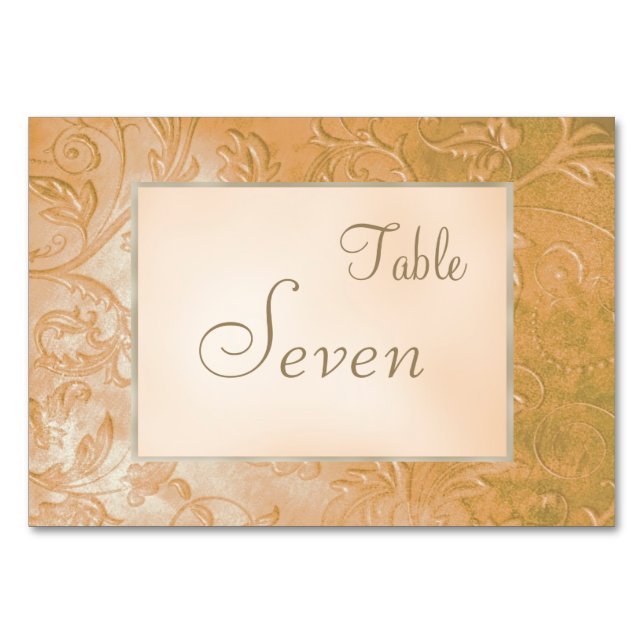 Tarjeta De Mesa Boda de borde floral de otoño de Gold Jade (Anverso)
