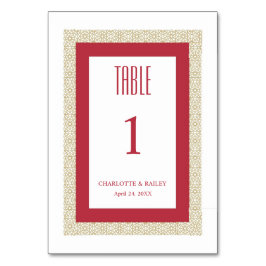 Tarjeta De Mesa Boda de borde geométrico islámico rojo