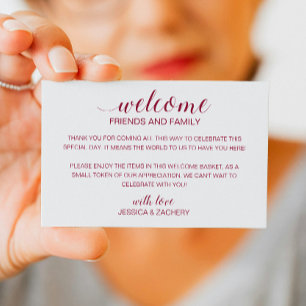 Tarjeta De Mesa Boda de Borgoña Bienvenida Cesta de Bolsa de Regal