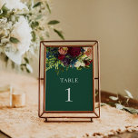 Tarjeta De Mesa Boda de Borgoña Floral de Moody Green Esmeralda<br><div class="desc">Este diseño mide 5 x 7 pulgadas/ 12, 7 x 17, 8 cm y es perfecto para invitaciones. #zazzlemade</div>