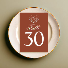 Tarjeta De Mesa Boda de Borgoña Número de tabla Monograma Motif